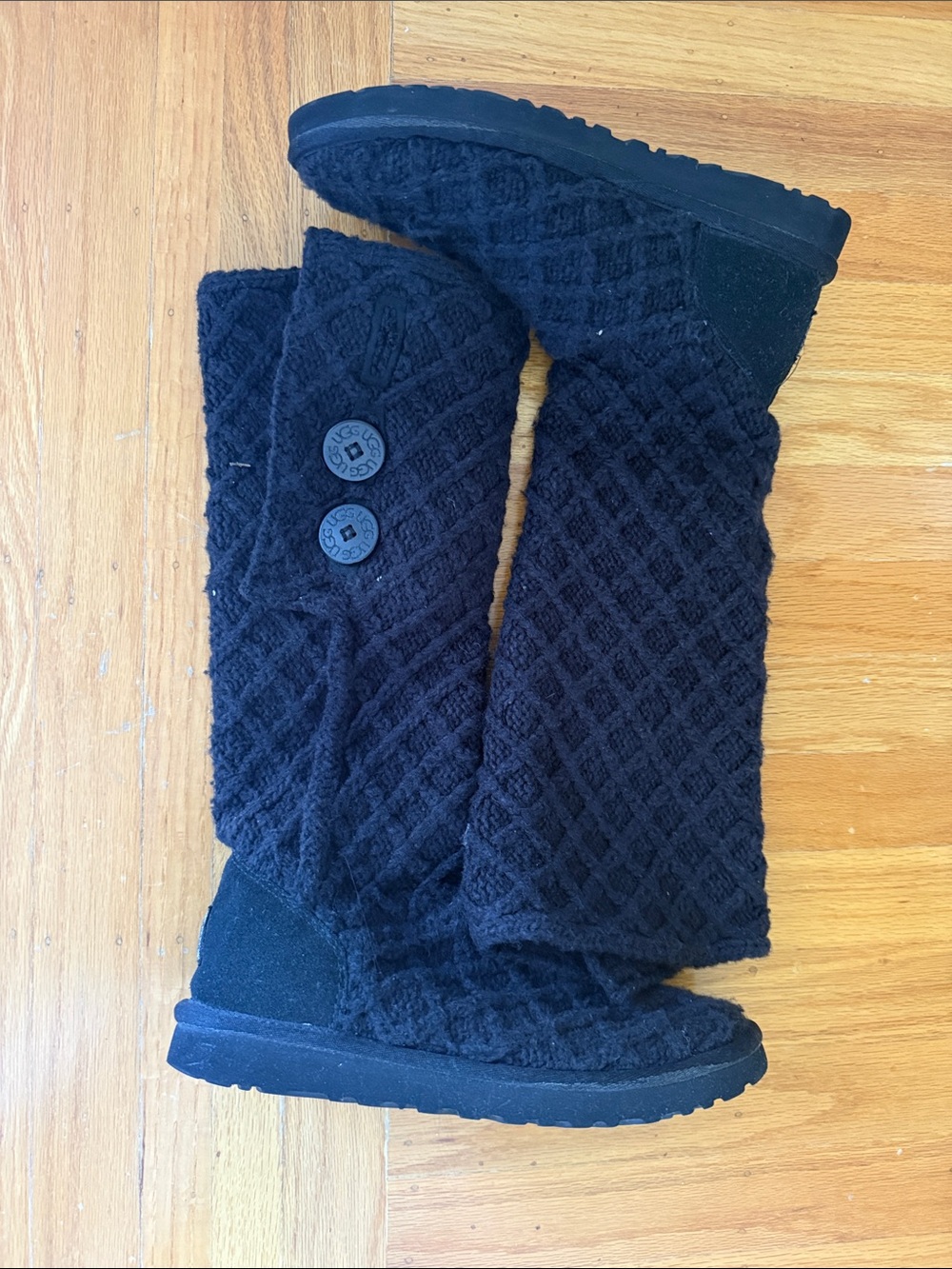 UGG Black Knit Button Tall Women's Boots - Classic Winter Comfort